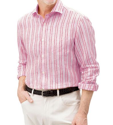 「きちんと見えるフレンチリネン１００％シャツ（メンズシャツ）」