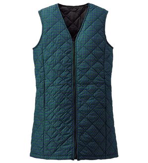 BELLUNA（ベルーナ）の「【マジ軽ウォーム】蓄熱保温キルトロングベスト（ポーチ付）（ベスト）」｜グリーン系チェック