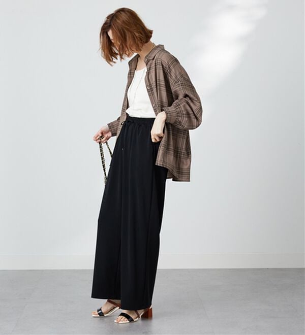 BELLUNA（ベルーナ）の「シアージョーゼット素材チェック柄シャツ（シャツ）」｜詳細画像