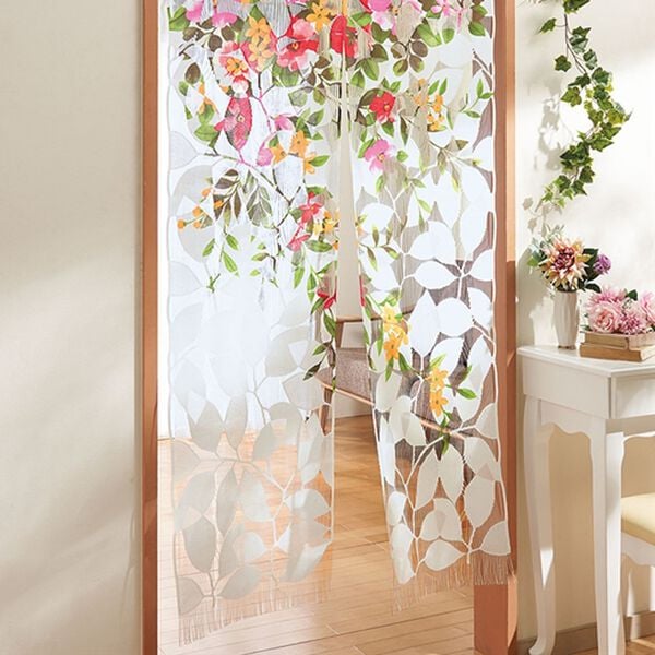 「風水カラーレースのれん（のれん・間仕切り・カフェカーテン）」｜トロピカルフラワー