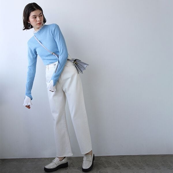 GeeRA（ジーラ）の「プリーツ付ハイネックリブニットトップス（ニット・セーター）」｜詳細画像