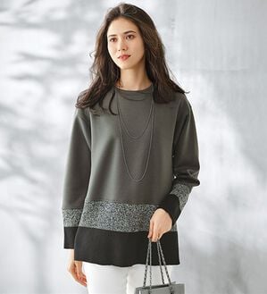 BELLUNA（ベルーナ）の「【Ｌａｇｒｉｌｕａ】とろみ素材ニット切替プルオーバー（カットソー）」｜チャコール