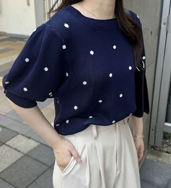 GeeRA（ジーラ）の「ドット柄ジャガードトップス（ニット・セーター）」｜詳細画像