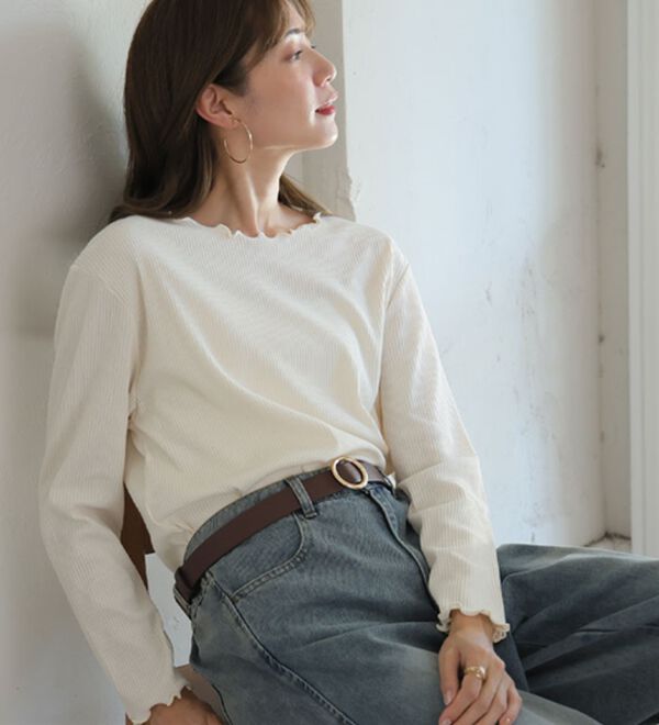 A HAPPY MARILYN（アハッピーマリリン）の「【Ｌ～６Ｌ】Ｒｉｎ こだわったのはシルエットと着心地 すっきり リブ カットソー トップス（カットソー）」｜詳細画像