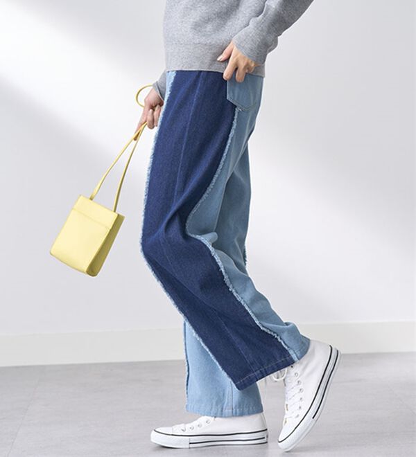 BELLUNA（ベルーナ）の「細見せ！フリンジデニムパンツ（フルレングスパンツ）」｜詳細画像