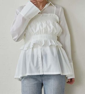 RANAN（ラナン）の「ビスチェ&times;レギュラーカラーシャツ（シャツ）」｜ホワイト