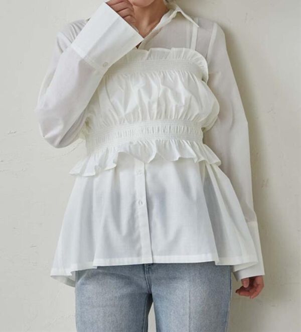 RANAN（ラナン）の「ビスチェ&times;レギュラーカラーシャツ（シャツ）」｜ホワイト