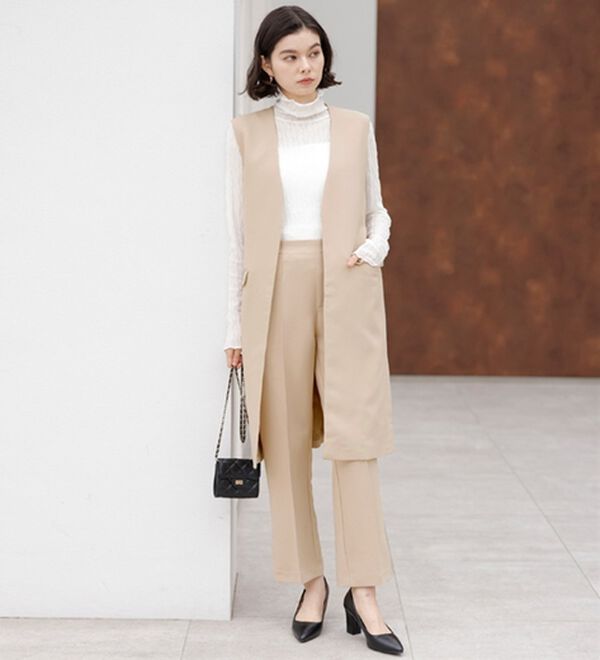 GeeRA（ジーラ）の「【２点セット】ロングジレセットアップスーツ（パンツスーツ）」｜詳細画像