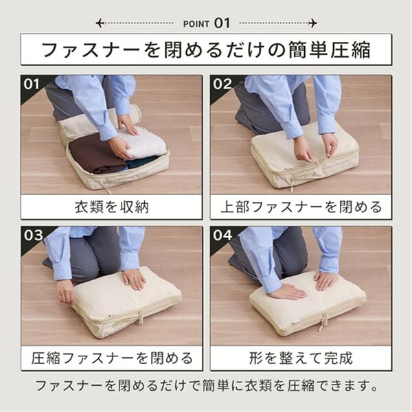 iellio（イエリオ）の「圧縮トラベルポーチ４点セット（その他日用品・趣味雑貨）」｜詳細画像