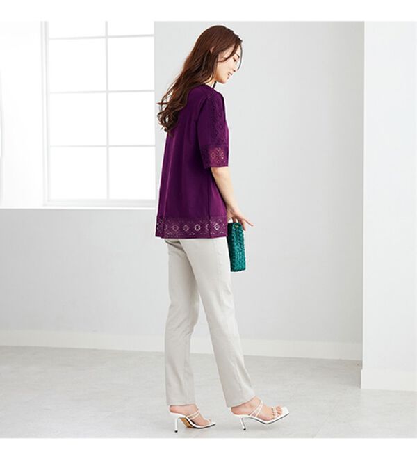 BELLUNA（ベルーナ）の「花柄レース使いデザインプルオーバー（カットソー）」｜詳細画像