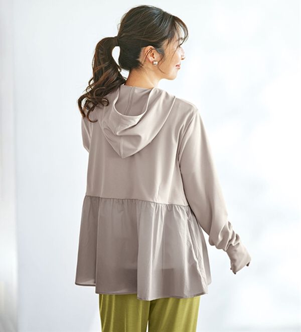 BELLUNA（ベルーナ）の「【快適Ｌａｂ．】おしゃれに日よけ！ペプラム切替ＵＶパーカー（パーカー）」｜詳細画像