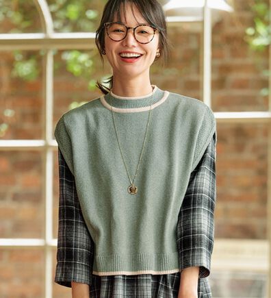 BELLUNA（ベルーナ）の「ふんわり優しい配色ニットベスト（ベスト）」
