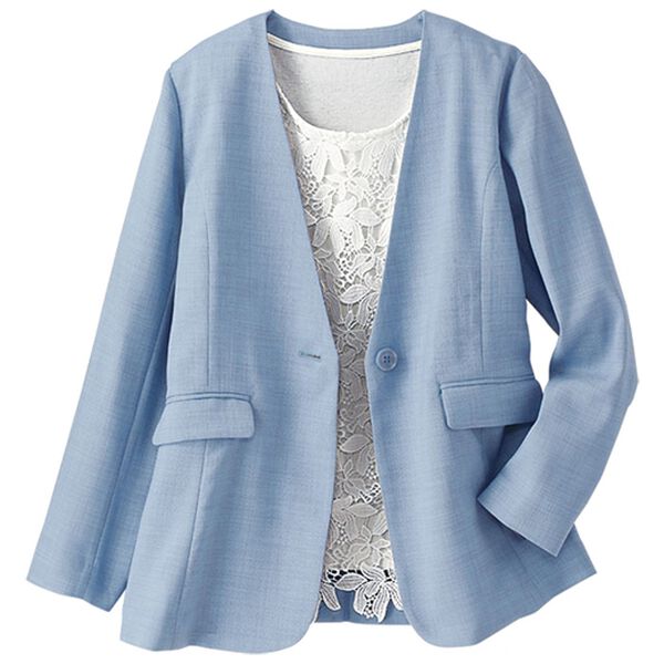 BELLUNA（ベルーナ）の「＜楽スタフィット＞ノーカラージャケット（ノーカラージャケット）」｜詳細画像