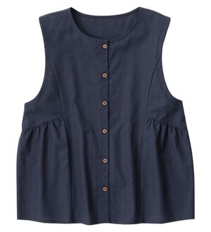 Viola e Viola（ヴィオラ エ ヴィオラ）の「麻入りペプラム切替ベスト（ベスト）」｜ネイビー