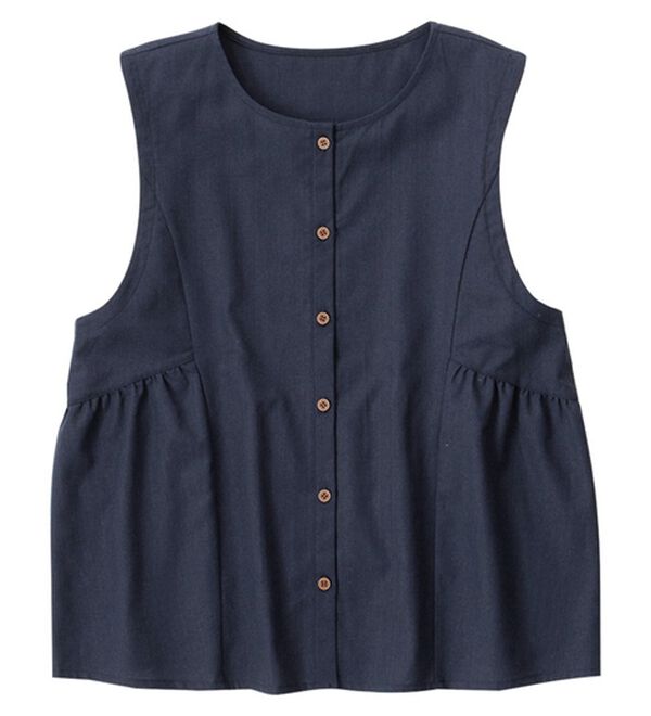 Viola e Viola（ヴィオラ エ ヴィオラ）の「麻入りペプラム切替ベスト（ベスト）」｜ネイビー