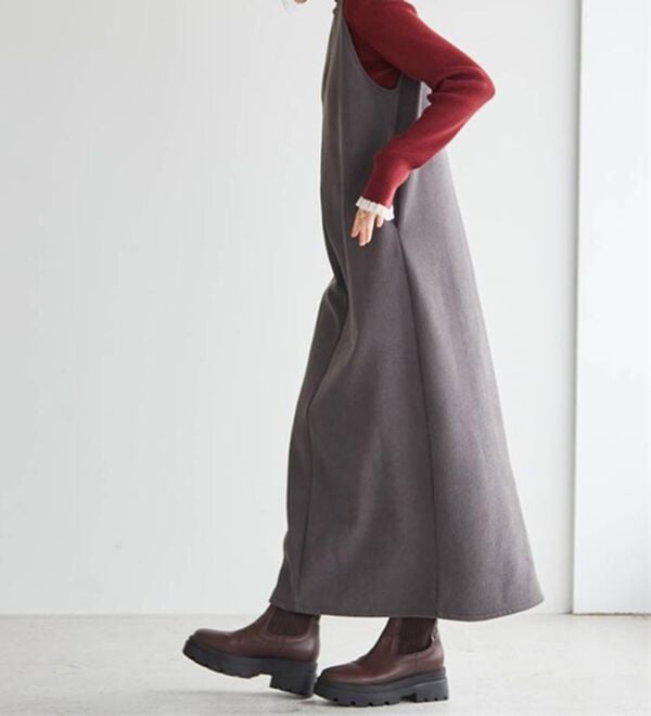 RANAN（ラナン）の「あったか裏ベロアニットコールジャンパースカート（ジャンパースカート）」｜詳細画像
