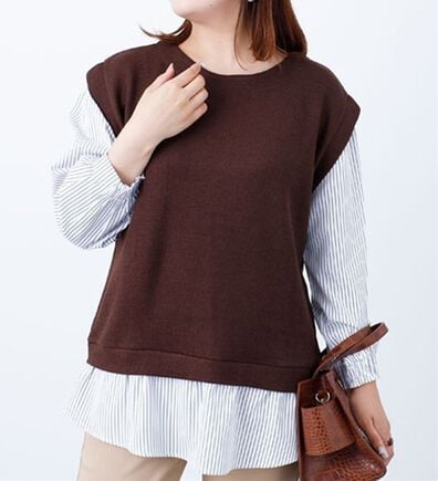 BELLUNA（ベルーナ）の「あぜ素材シャツフェイクチュニック（チュニック）」