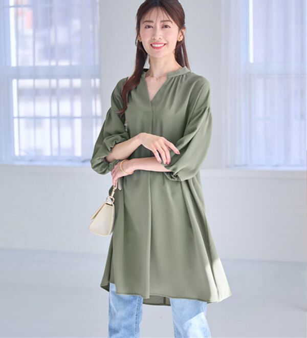 alotta（アロッタ）の「パフ袖とろみブラウスチュニックワンピース（チュニックワンピース）」｜詳細画像