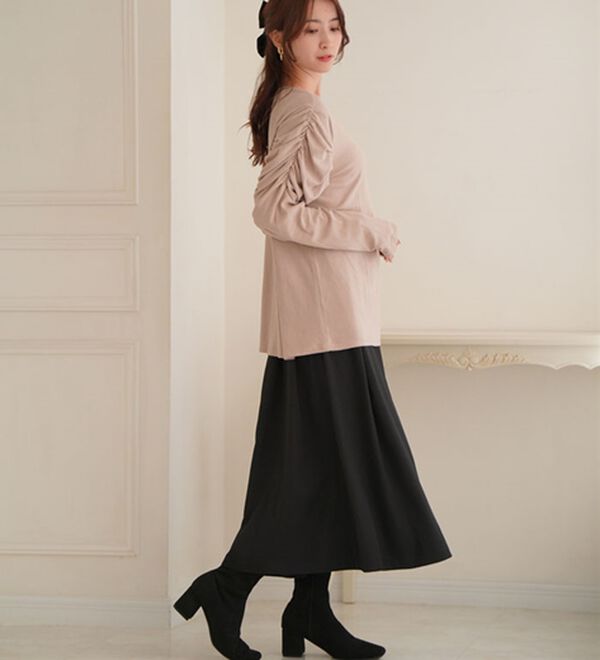 A HAPPY MARILYN（アハッピーマリリン）の「【Ｌ～６Ｌ】【ＭａｒｉｌｙｎＳｗｅｅｔ】体型別フェミニン パフスリーブカットソープルオーバー（カットソー）」｜詳細画像