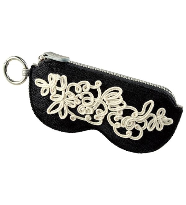 BELLUNA（ベルーナ）の「＜ＬＡＺＹ　ＳＵＳＡＮ＞花柄コード刺しゅうメガネケース（財布・パスケース）」｜ブラック