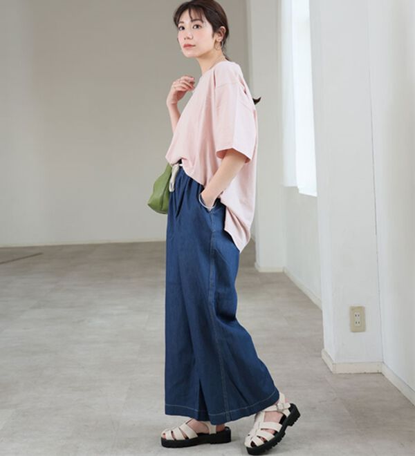 A HAPPY MARILYN（アハッピーマリリン）の「【Ｍ～８Ｌ】楽して叶う！イージーデニムワイドパンツ（ワイドパンツ・ガウチョ）」｜詳細画像