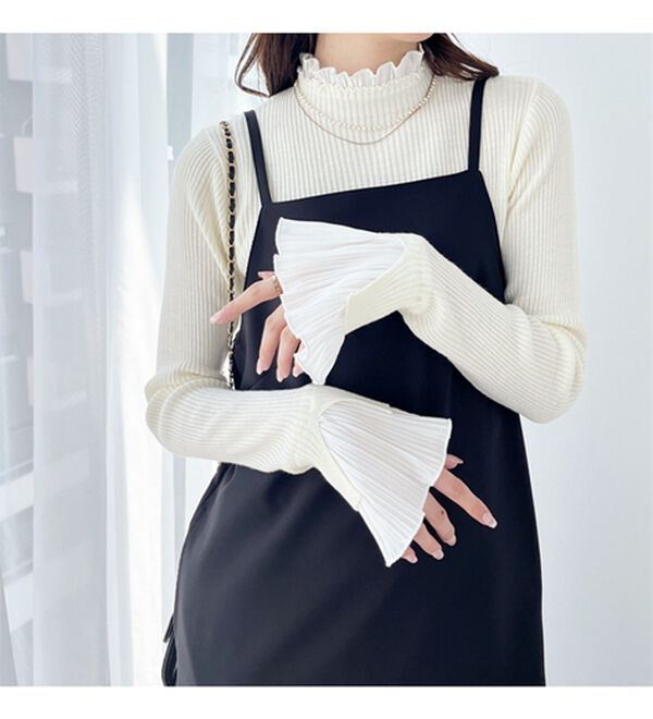 GeeRA（ジーラ）の「プリーツ付ハイネックリブニットトップス（ニット・セーター）」｜詳細画像