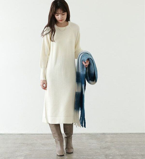 Pierrot（ピエロ）の「【Pierrot限定サイズ】パフスリーブロングニットワンピース（ニットワンピース）」｜詳細画像