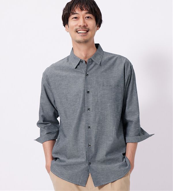 REMEN'S（リメンズ）の「【麻入り】さらっとシャツ（7分袖）（メンズシャツ）」｜詳細画像