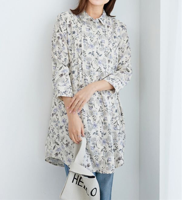 BELLUNA（ベルーナ）の「レーヨン素材ピンタック使いワンピース（その他ワンピース）」｜詳細画像