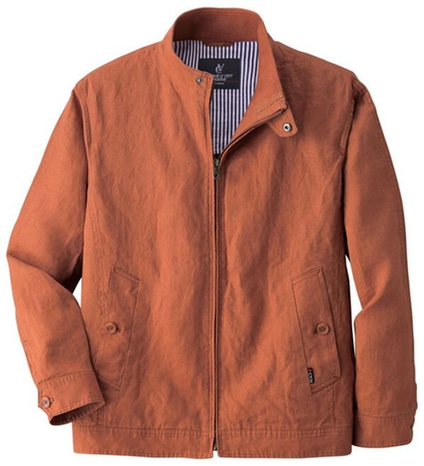 「＜コムルヴァン・オム＞さっと羽織れる麻１００％ライダースブルゾン（メンズジャケット）」｜レンガ