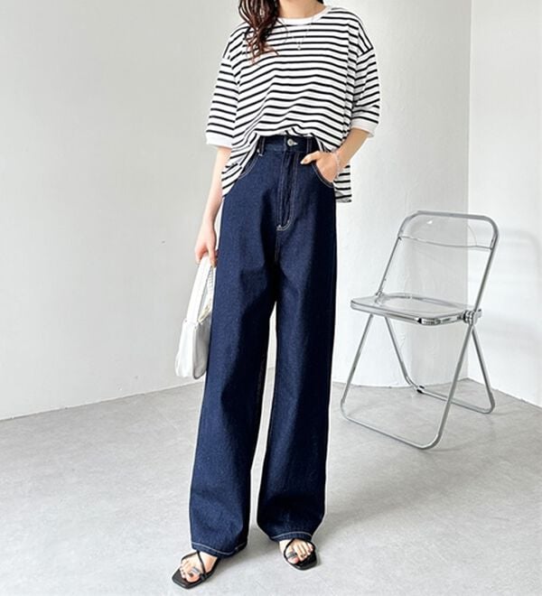 GeeRA（ジーラ）の「ハイウエストストレートデニム（ワイドパンツ・ガウチョ）」｜詳細画像