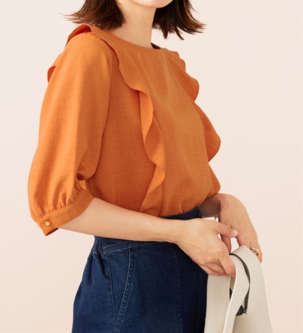 BELLUNA（ベルーナ）の「麻調合繊フリルデザインブラウス（ブラウス）」｜詳細画像