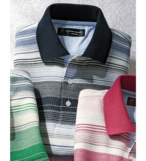 「国産　備後和紙の涼やかポロシャツ（メンズポロシャツ）」｜ブルー