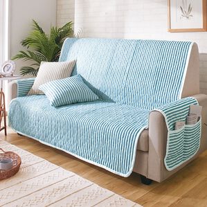 「綿サッカー織センターソファカバ―（ソファーカバー）」｜ブルー