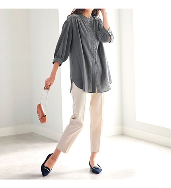 BELLUNA（ベルーナ）の「リサイクルコットンやわらか楊柳素材ブラウス（ブラウス）」｜詳細画像