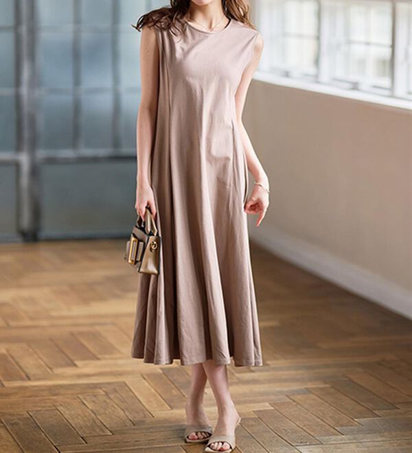 RANAN（ラナン）の「綿１００％フレアーロングワンピース（ロングワンピース）」｜詳細画像