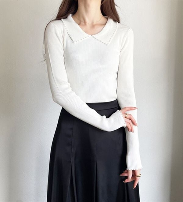 GeeRA（ジーラ）の「【YOUING.】パール衿リブニット（ニット・セーター）」｜詳細画像