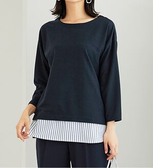 BELLUNA（ベルーナ）の「 ラメストライプシャツフェイクチュニック（チュニック）」｜詳細画像