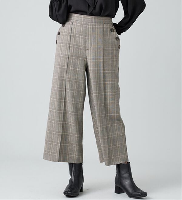 BELLUNA（ベルーナ）の「ウーリッシュ素材釦使いワイドパンツ（ワイドパンツ・ガウチョ）」｜詳細画像