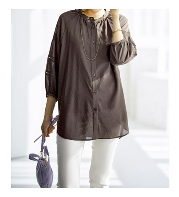 BELLUNA（ベルーナ）の「レーヨン混ビンテージ素材シャツチュニック（チュニック）」｜詳細画像