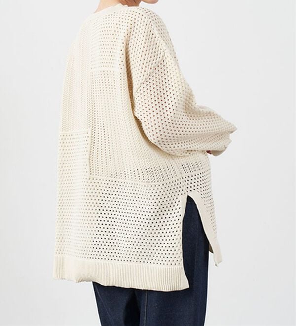 RANAN（ラナン）の「メッシュ素材透かし編みニット（ニット・セーター）」｜詳細画像