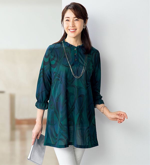 ルフラン（ルフラン）の「国産エスパンディチュニック＜藍彩～あいさ～＞（チュニック）」｜ブルー系