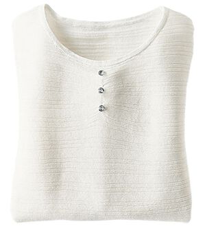 BELLUNA（ベルーナ）の「編地変化シアーボーダーニット（ニット・セーター）」｜オフ白