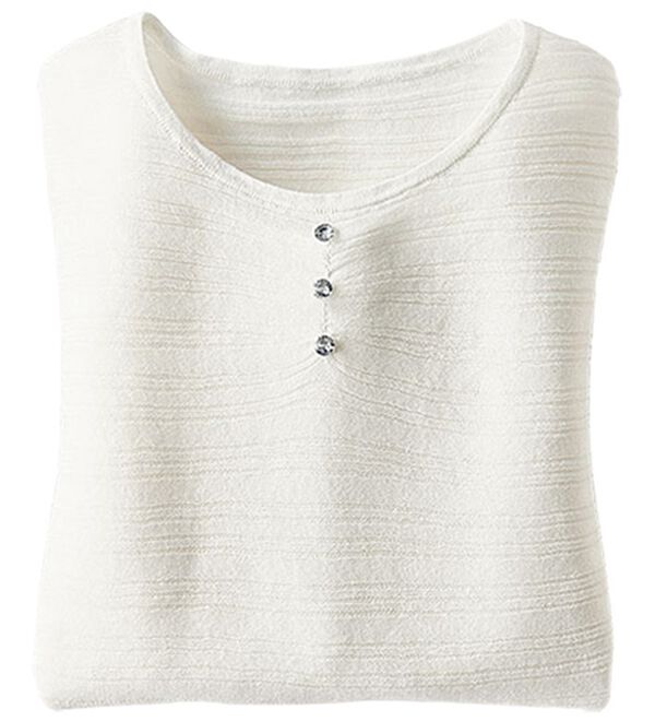 BELLUNA（ベルーナ）の「編地変化シアーボーダーニット（ニット・セーター）」｜オフ白