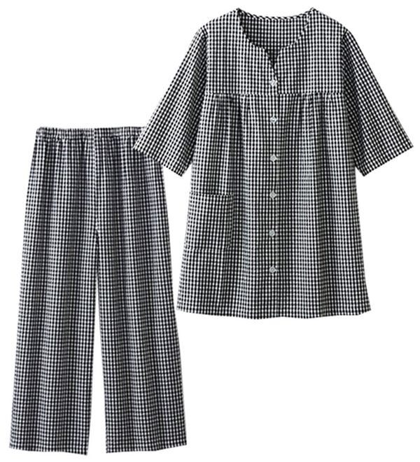 LAVIENNE（ラヴィエンヌ）の「【蒸し暑い夜も快適】綿１００％サッカーパジャマ（パジャマ・ルームウェア）」｜詳細画像