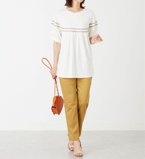 BELLUNA（ベルーナ）の「【Ｌａｇｒｉｌｕａ】配色ライン使いカットソーチュニック（チュニック）」｜詳細画像