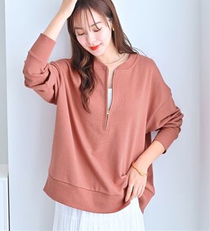 Viola e Viola（ヴィオラ エ ヴィオラ）の「抜け感！ハーフジップ大人スウェット（トレーナー・スウェット）」｜ピンク