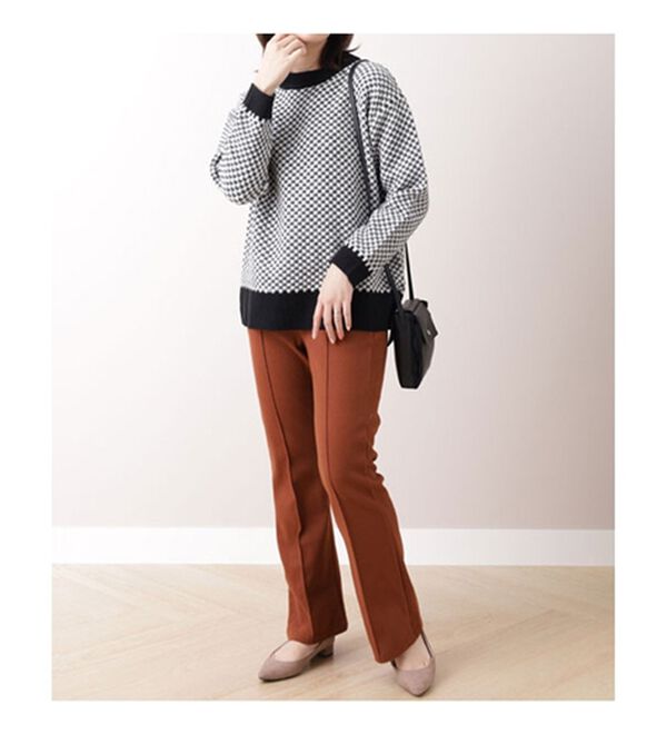 BELLUNA（ベルーナ）の「ふっくらウール調フレアーシルエットパンツ（フルレングスパンツ）」｜詳細画像