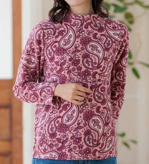 LAVIENNE（ラヴィエンヌ）の「薄手ストレッチフリースのプリントハイネック長袖（ニット・セーター）」｜詳細画像