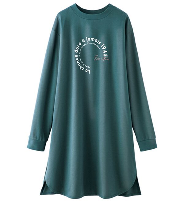 BELLUNA（ベルーナ）の「＜ＥＬＬＥ　Ａｃｔｉｖｅ＞サラリ快適ロゴチュニックワンピース（チュニックワンピース）」｜詳細画像